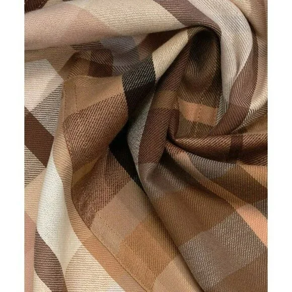 Echo Women's Semolina Cotton & Wool Patched Plaid Wrap O/S (MSRP $129)